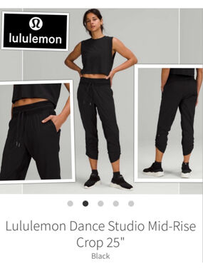 Lululemon Black Dance Studio Mid Rise Performance Workout Pants size 12